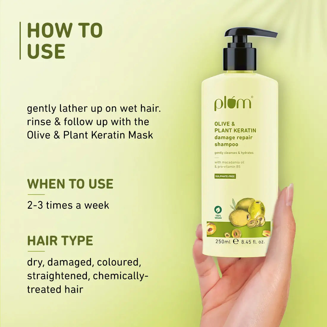 PLUM OLIVE & PLANT KERATIN DAMAGE REPAIR SHAMPOO 250ML