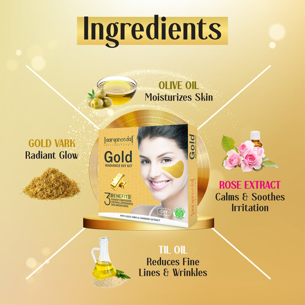 आर्यनवेद गोल्ड रेडियंस DIY फेशियल किट 45ML