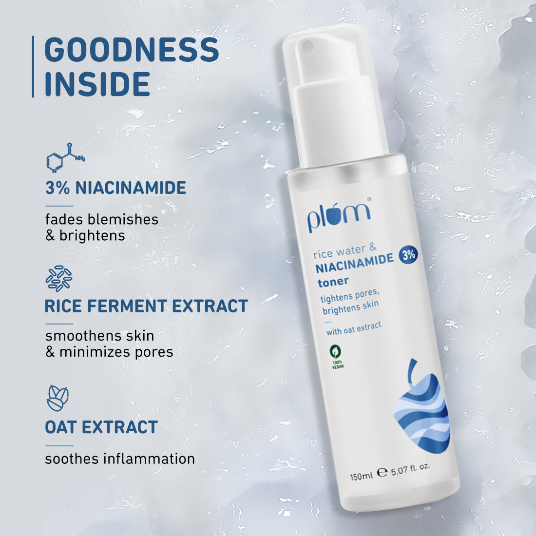 PLUM RICE WATER & NIACINAMIDE 3% TONER 150ML