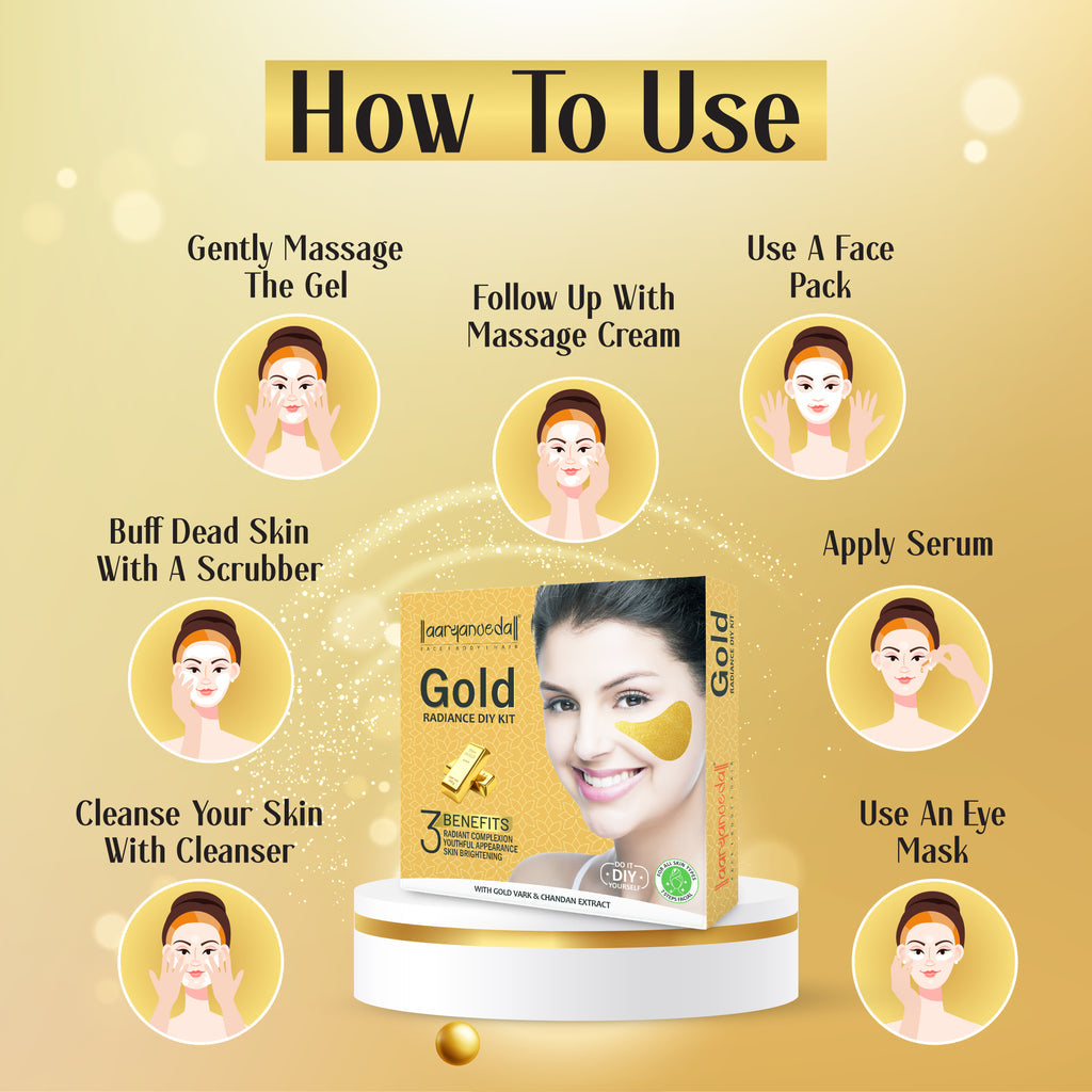 आर्यनवेद गोल्ड रेडियंस DIY फेशियल किट 45ML