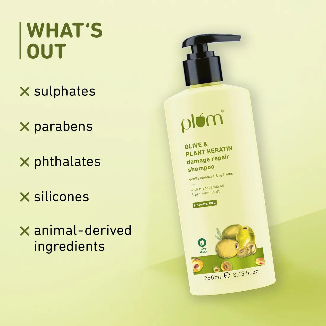 PLUM OLIVE & PLANT KERATIN DAMAGE REPAIR SHAMPOO 250ML