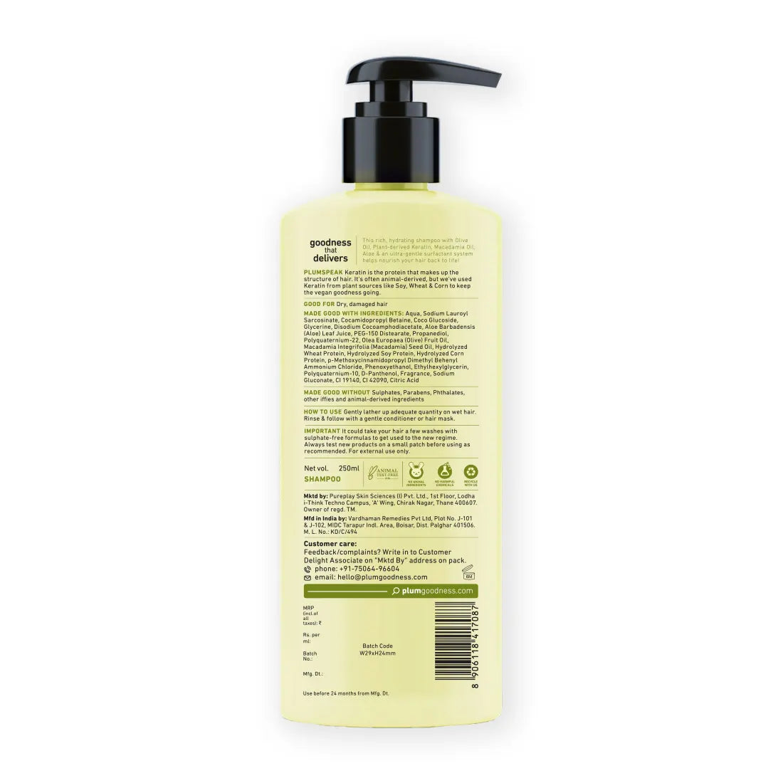 PLUM OLIVE & PLANT KERATIN DAMAGE REPAIR SHAMPOO 250ML
