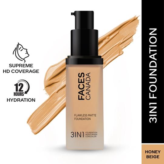 FACES FLAWLESS MATTE FOUNDATION 3 IN 1 031 HONEY BEIGE 30ML