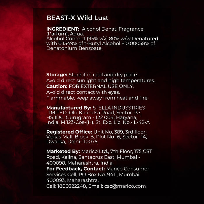 PURE SENSE PERFUME BEAST-X WILD LUST 100ML