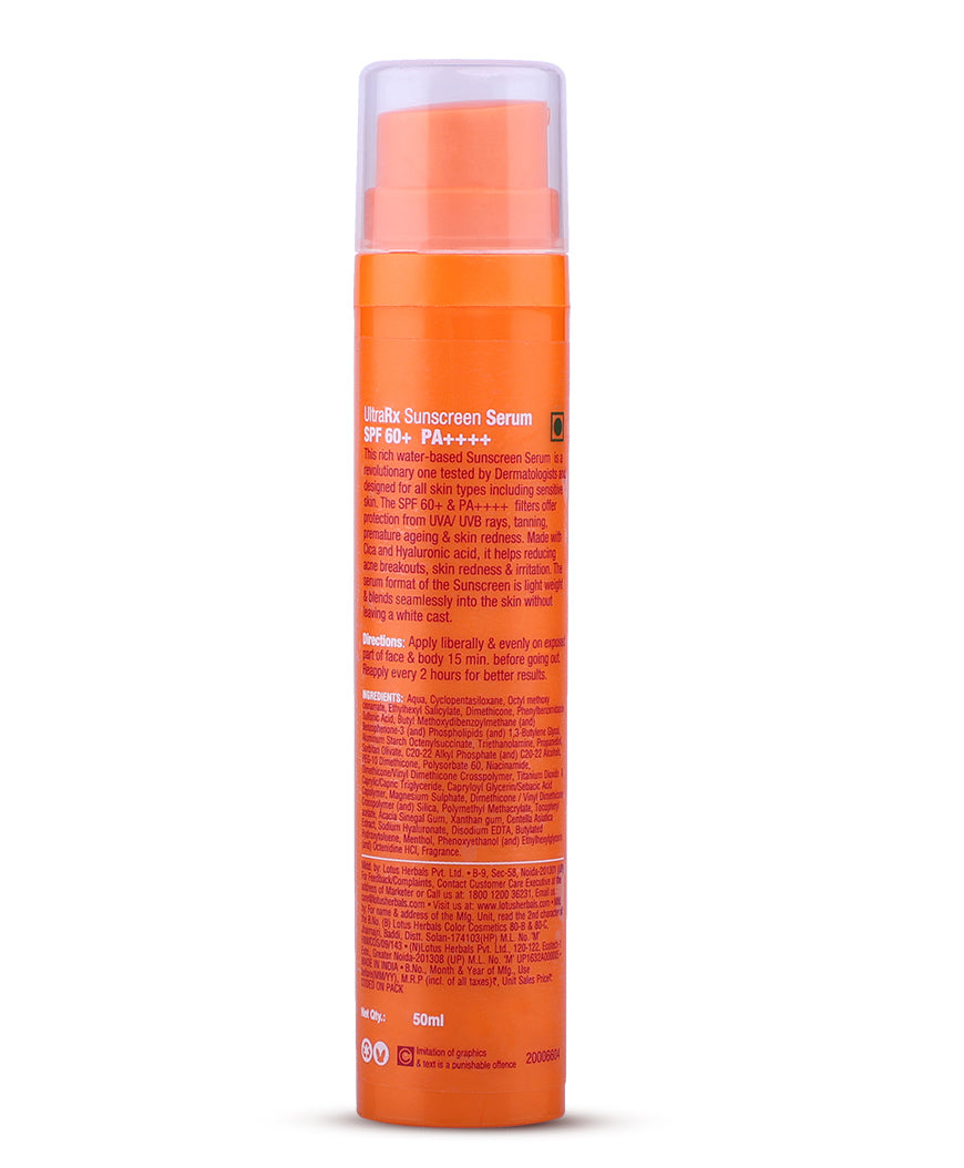 LOTUS HERBALS ULTRARX SUNSCREEN SERUM SPF 60+ PA++++ 50ML