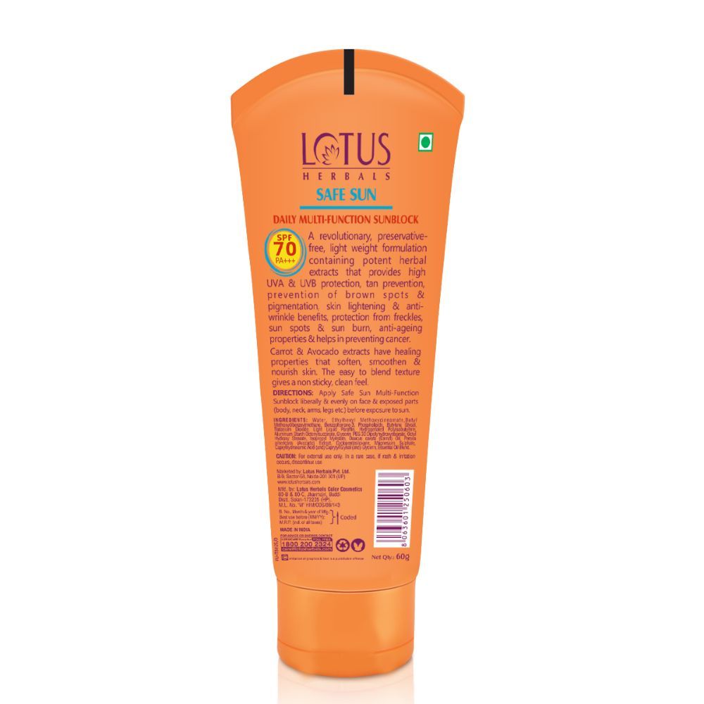 LOTUS HERBALS SAFE SUN DAILY MULTI-FUNCTION SUNSCREEN SPF 70 PA+++ 60G