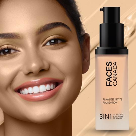 FACES FLAWLESS MATTE FOUNDATION 3 IN 1 021 WARM NATURAL 30ML
