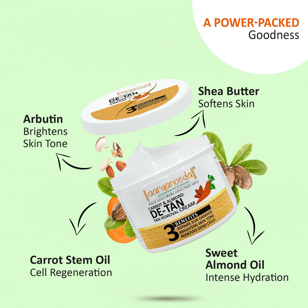 ARYANVEDA CARROT & ALMOND DE TAN TAN REMOVAL MASSAGE CREAM 200ML
