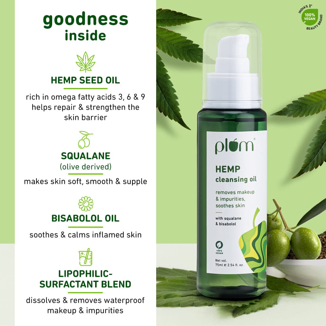 प्लम क्लींजिंग ऑयल हेम्प 75ML