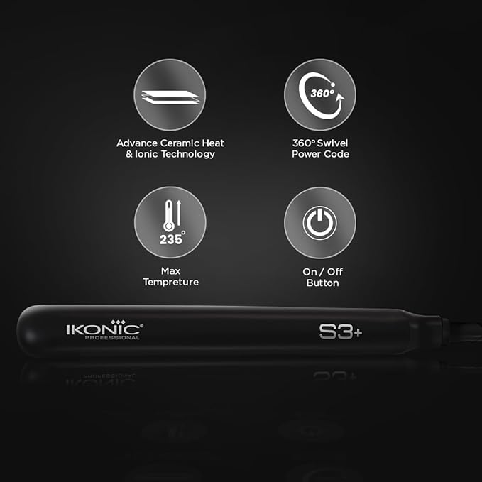 IKONIC PROFESSIONAL HAIR STRAIGHTENER S3 CERAMIC BLACK