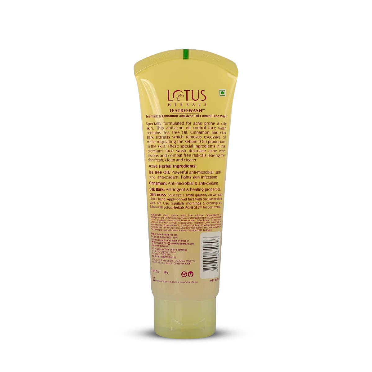 LOTUS HERBALS TEATREEWASH TEA TREE & CINNAMON ANTI-ACNE OIL CONTROL FACE WASH 120G