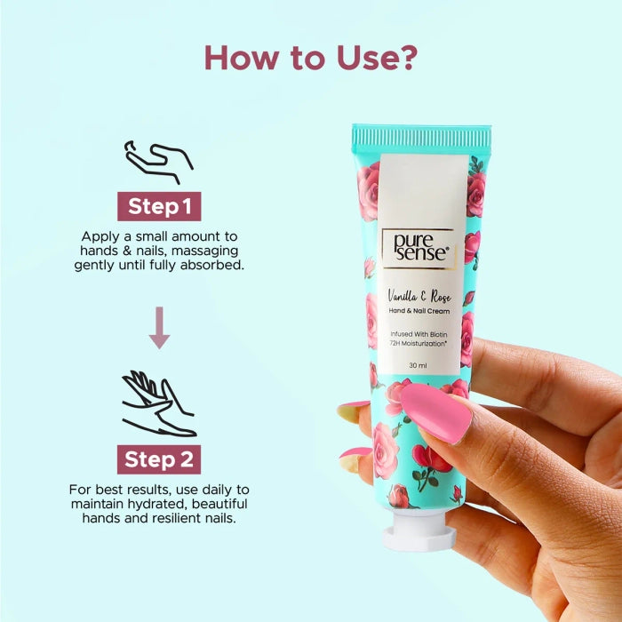 PURE SENSE VANILLA & ROSE HAND & NAIL CREAM 30ML