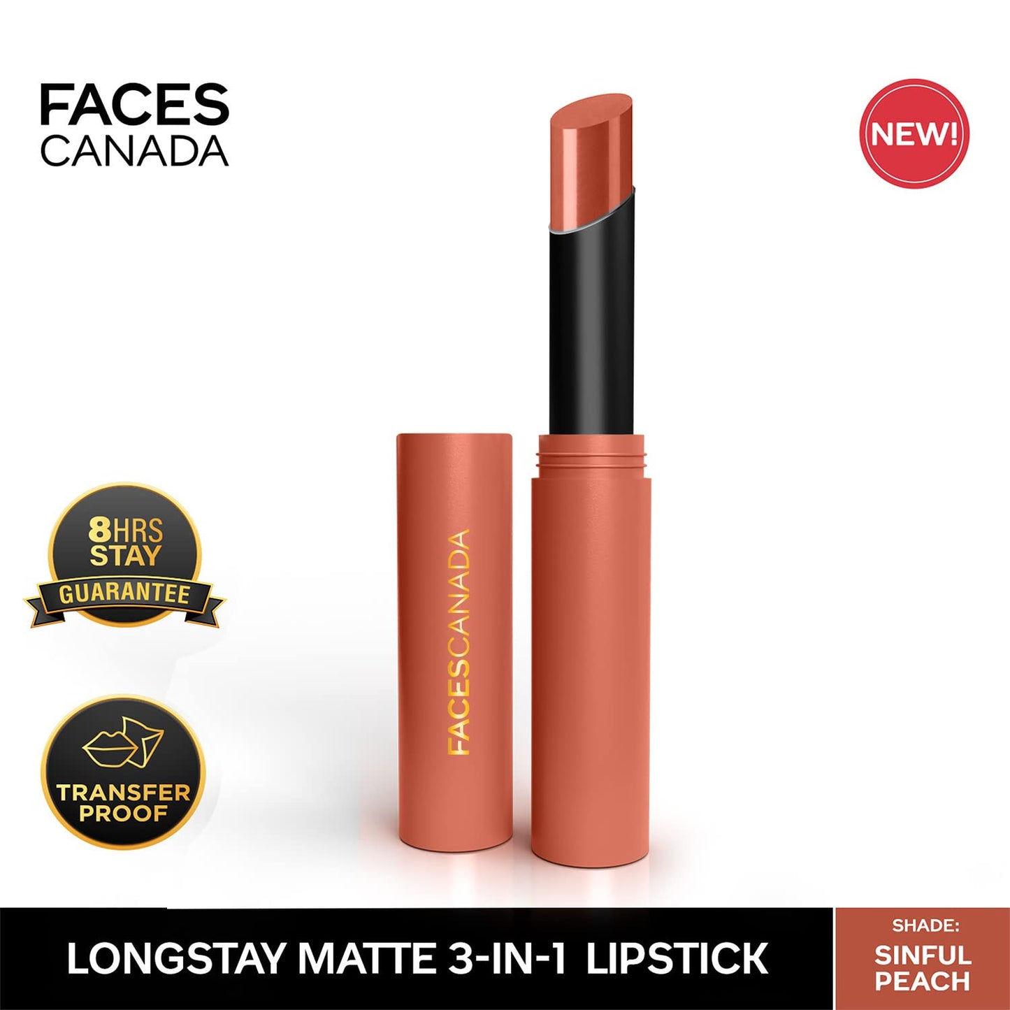 FACES LONG STAY MATTE 3 IN 1 LIPSTICK 05 SINFUL PEACH (CC5642) 2G