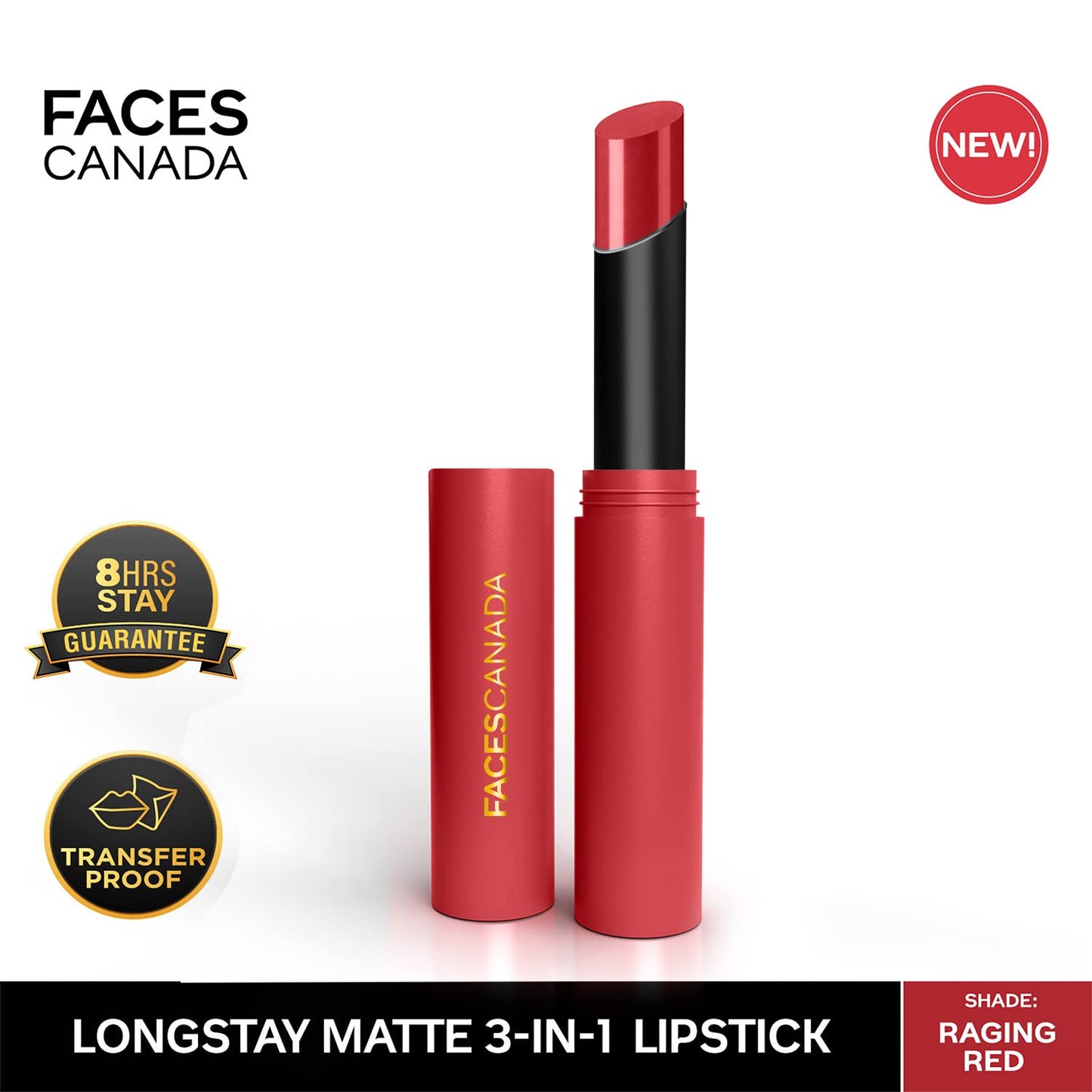 FACES LONG STAY MATTE 3 IN 1 LIPSTICK 10 RAGING RED (CC5647) 2G