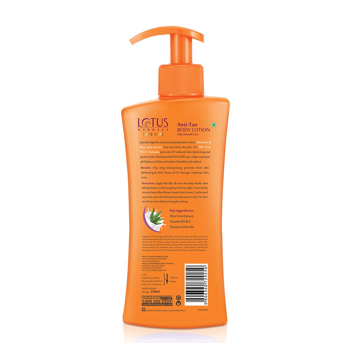 LOTUS HERBALS SAFE SUN ANTI-TAN BODY LOTION SPF 25 PA+++ 250ML