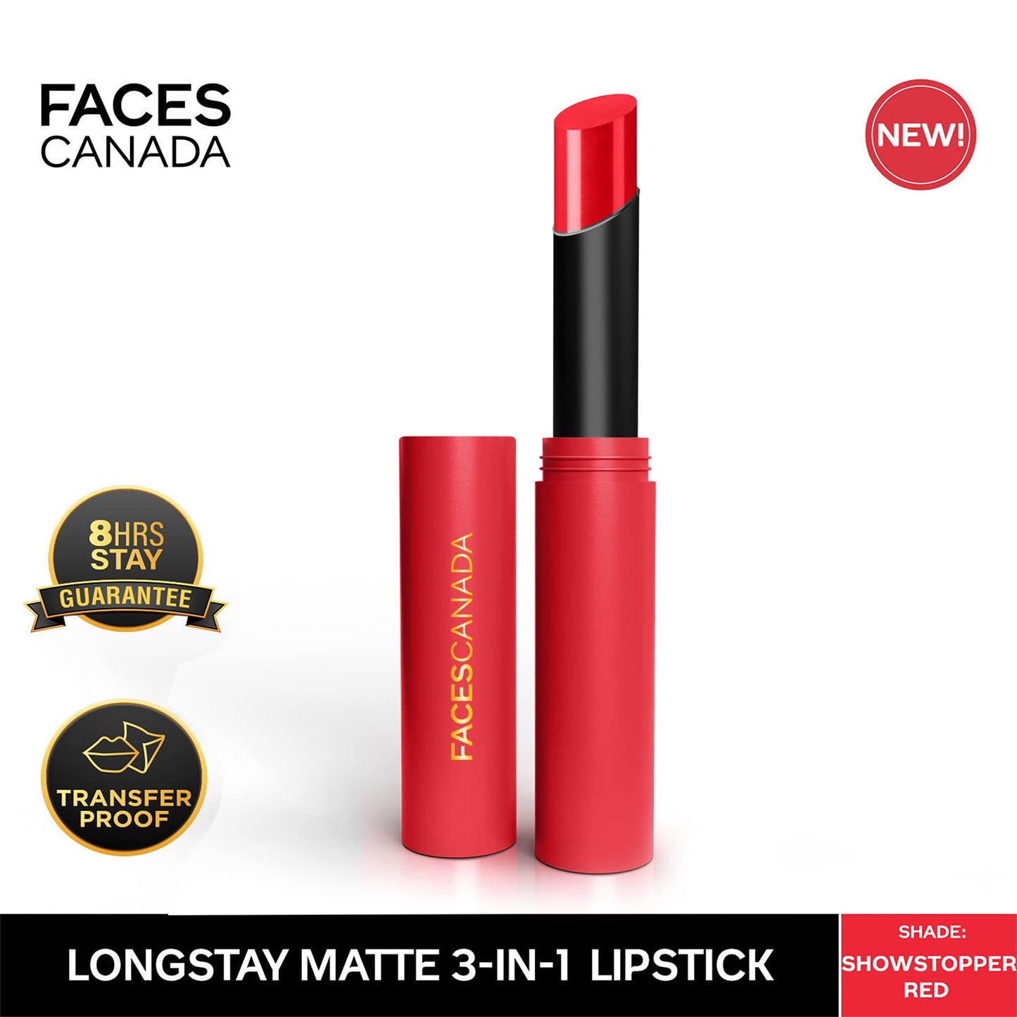 FACES LONG STAY MATTE 3 IN 1 LIPSTICK 09 SHOWSTOPPER RED (CC5646) 2G