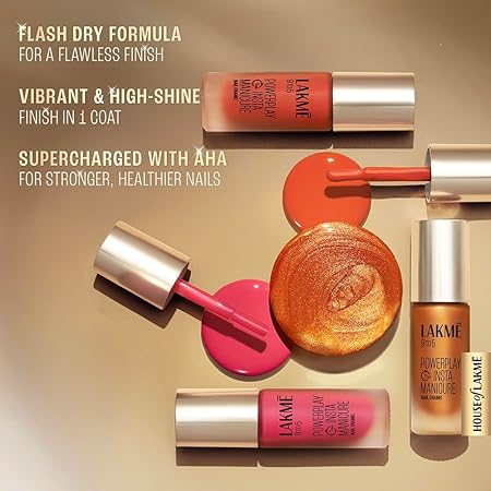 लक्मे 9TO5 पावरप्ले इंस्टा मैनीक्योर नेल N8 कोरल क्लाउड 6ML