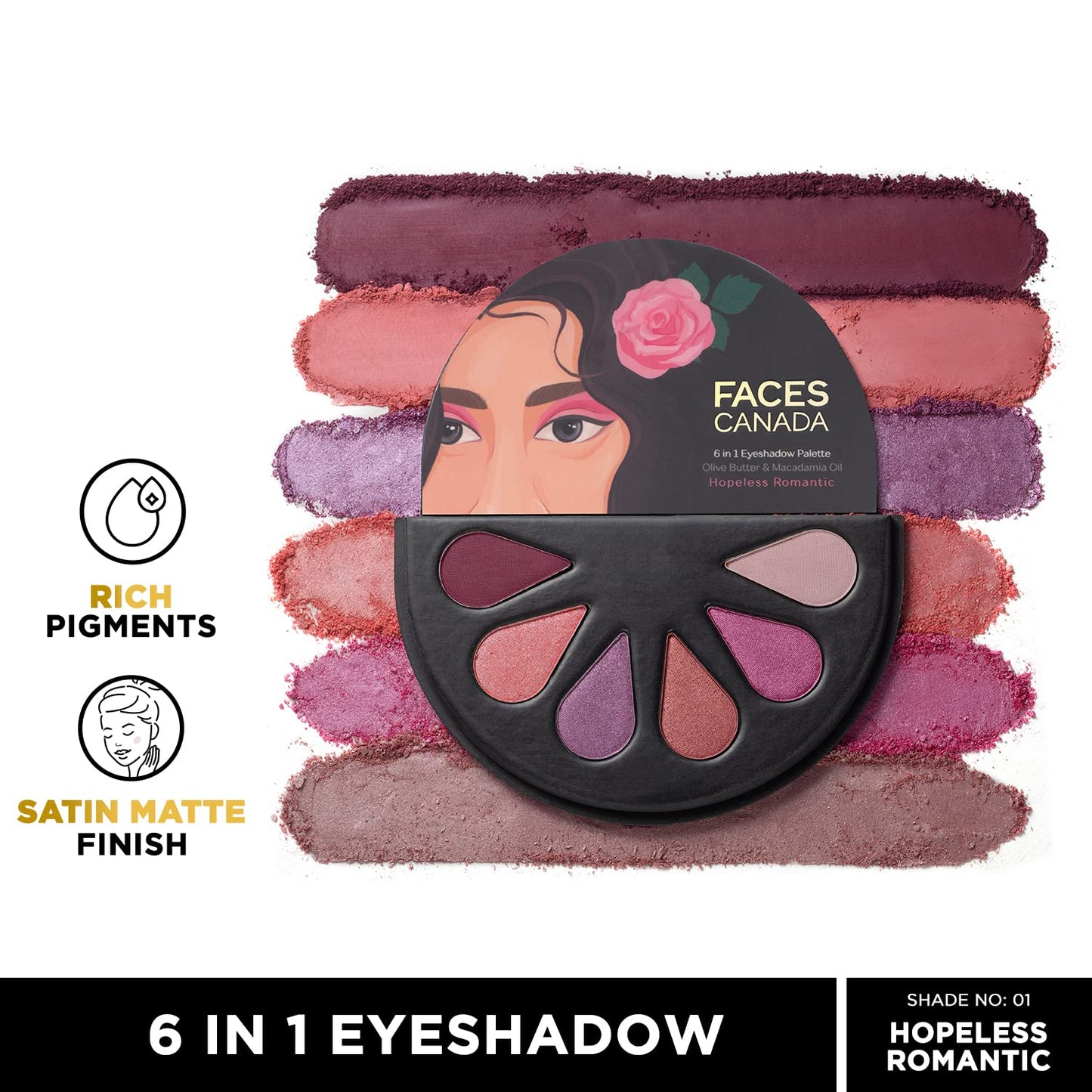 FACES 6 IN 1 EYESHADOW PALETTE 01 HOPELESS ROMANTIC 6G