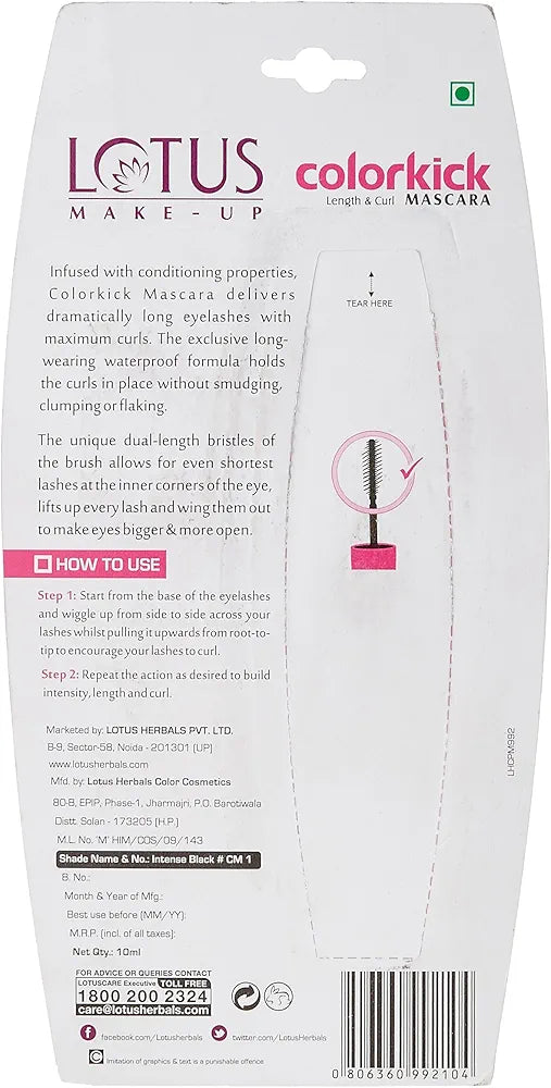 LOTUS MAKEUP COLORKICK LASH O CLOCK MASCARA BLACK 10ML