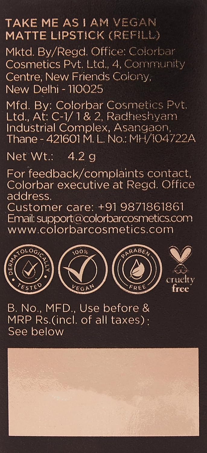 कलरबार लिपस्टिक वेगन मैट रिफिल 008 4.2G