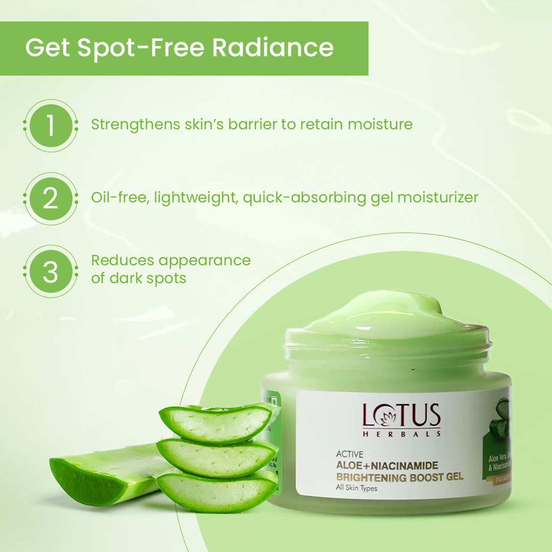 LOTUS HERBALS ACTIVE ALOE+NIACINAMIDE BRIGHTENING BOOST GEL 50G