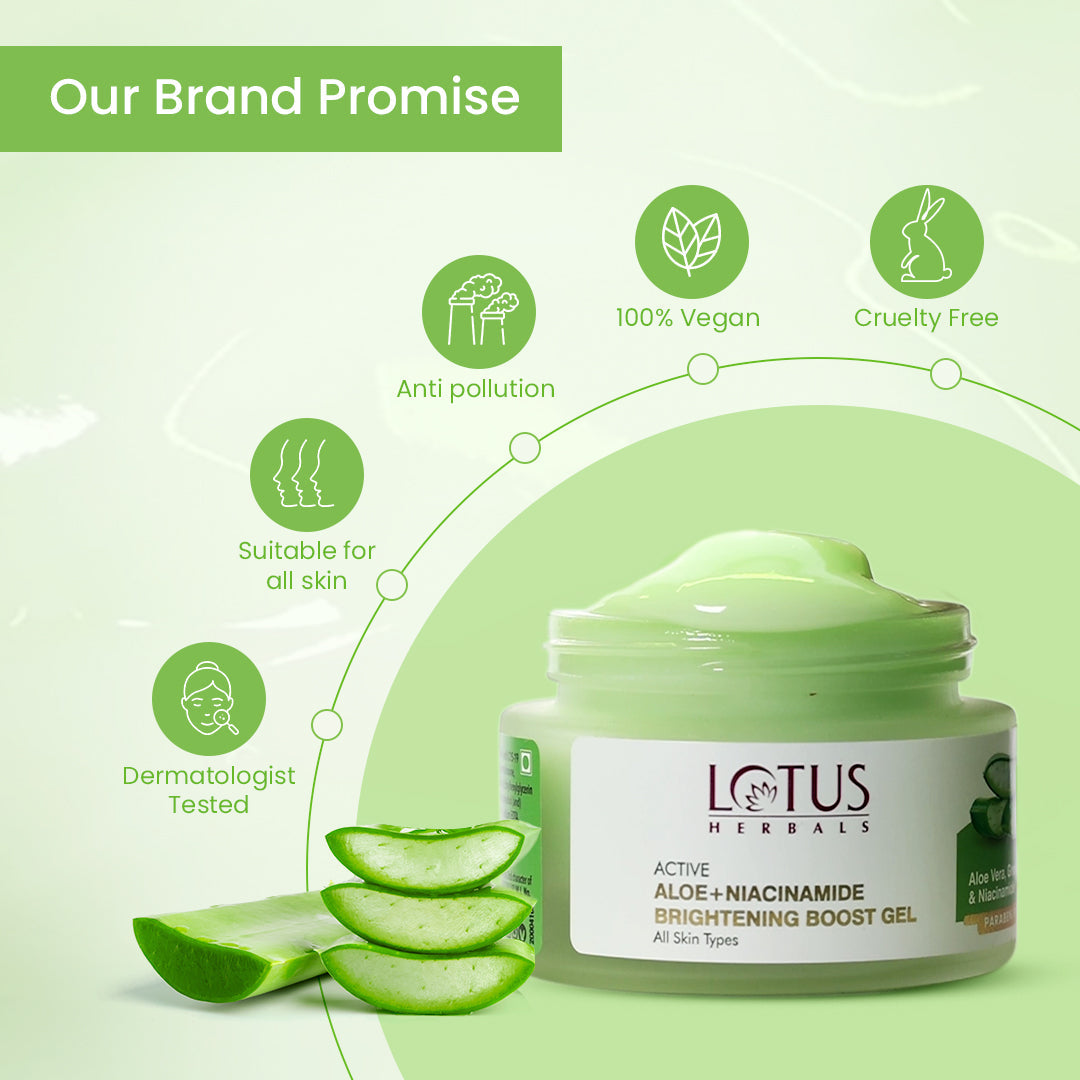 LOTUS HERBALS ACTIVE ALOE+NIACINAMIDE BRIGHTENING BOOST GEL 50G