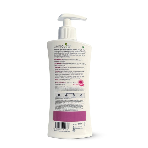 LOTUS HERBALS WHITEGLOW BULGARIAN ROSE SATIN MOISTURE HAND & BODY LOTION 270ML
