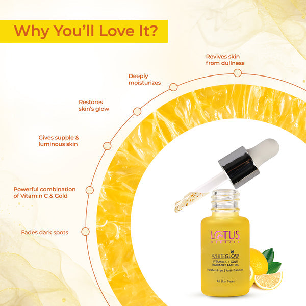 LOTUS HERBALS WHITEGLOW VITAMIN-C + GOLD RADIANCE FACE OIL 15ML