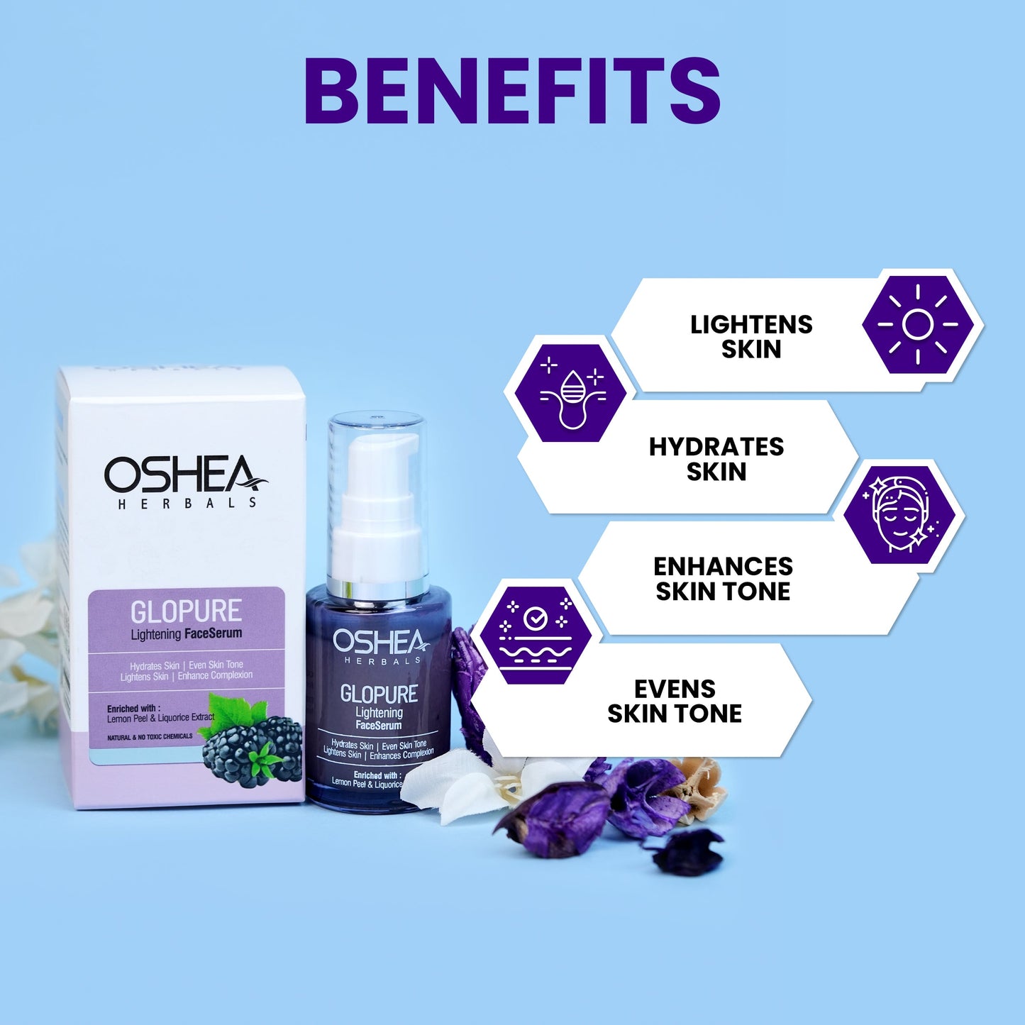 OSHEA GLOPURE LIGHTENING FACE SERUM 30ML