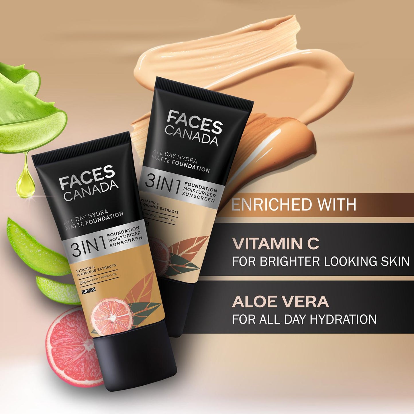 FACES ALL DAY HYDRA MATTE FOUNDATION 3 IN 1 013 RICH IVORY 25ML