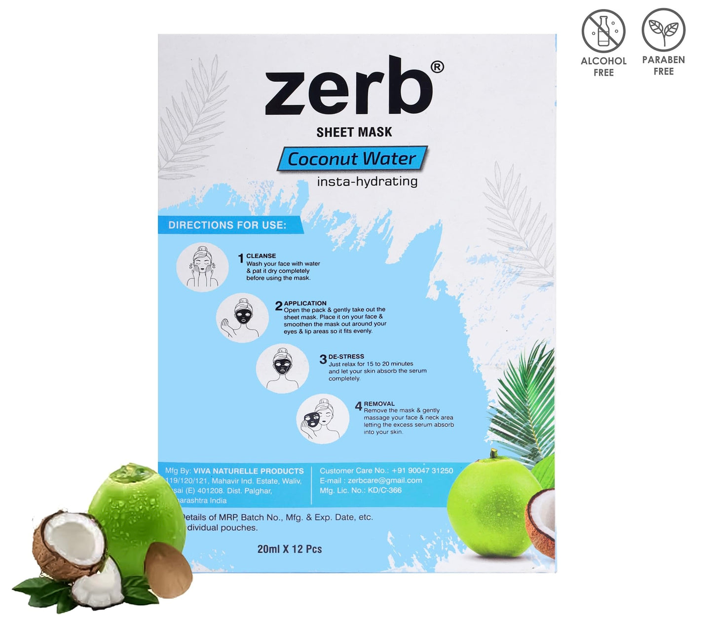 ज़र्ब नारियल पानी शीट मास्क 20ML