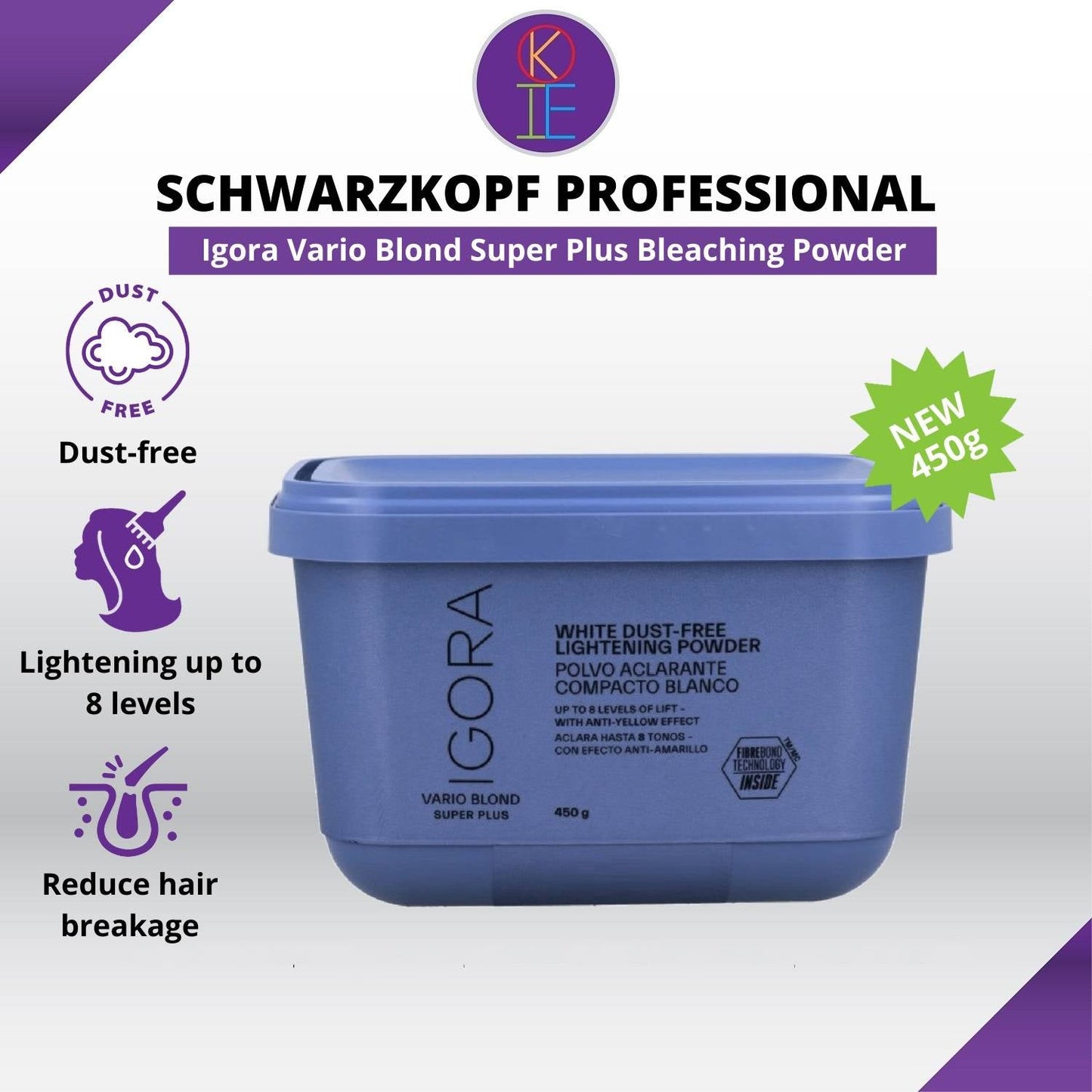 SCHWARZKOPF PROFESSIONAL IGORA VARIO BLOND SUPER PLUS WHITE DUST-FREE LIGHTENING POWDER 450G (T)