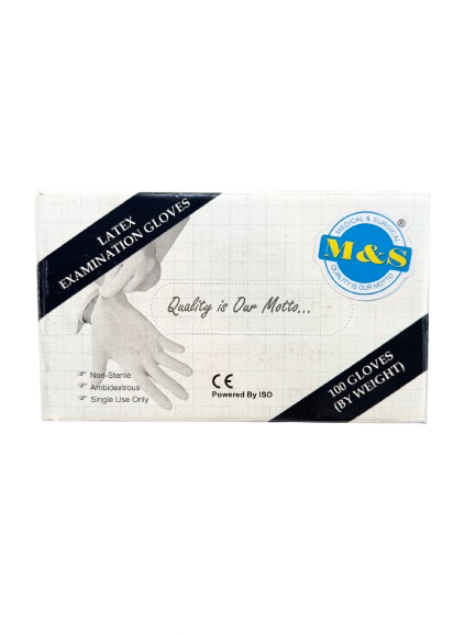HAND GLOVES LATEX WHITE MEDIUM 100 PCS