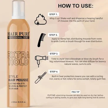 HAIR PURE MOUSSE EXTRA HOLD 300ML