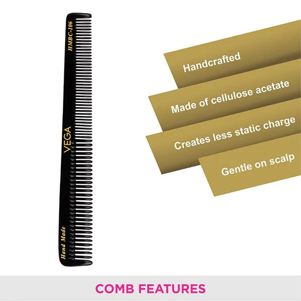VEGA HANDMADE BLACK HAIR COMB HMBC 106