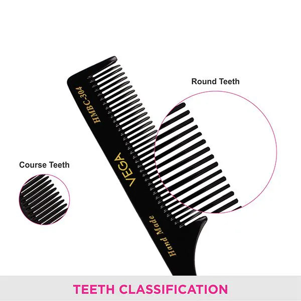 VEGA HANDMADE BLACK HAIR COMB HMBC 304 TAR TAIL COMB
