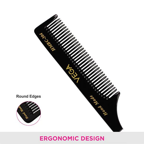 VEGA HANDMADE BLACK HAIR COMB HMBC 304 TAR TAIL COMB