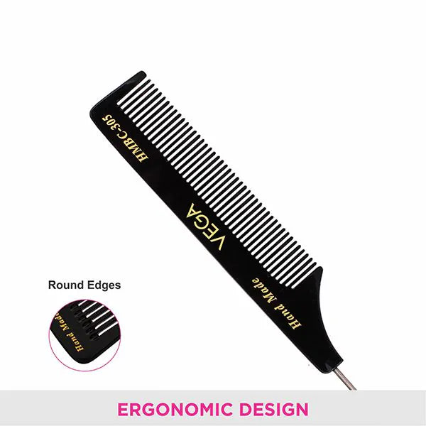 VEGA HANDMADE BLACK HAIR COMB HMBC 305 TAR TAIL COMB