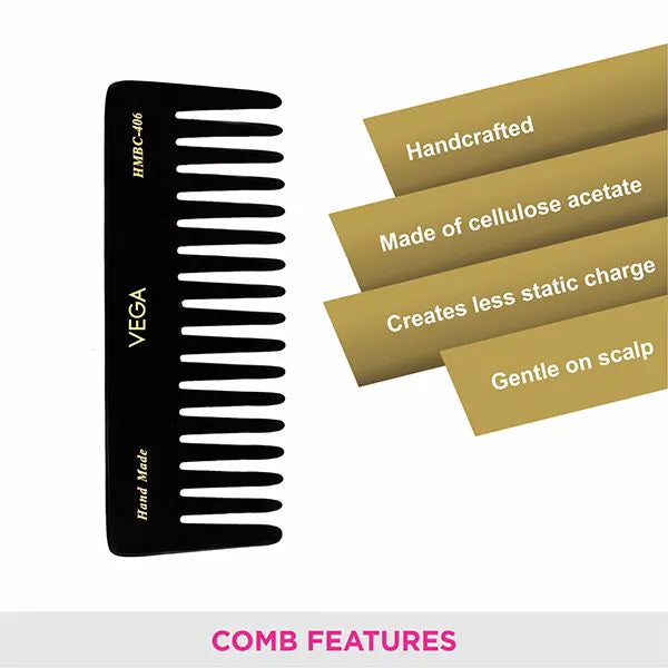 VEGA HANDMADE BLACK HAIR COMB HMBC 406 1 N