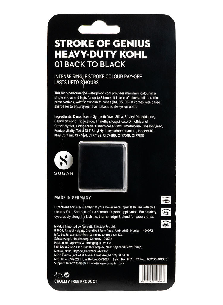 SUGAR STROKE OF GENIUS HEAVY DUTY KOHL 01 BACK TO BLACK
