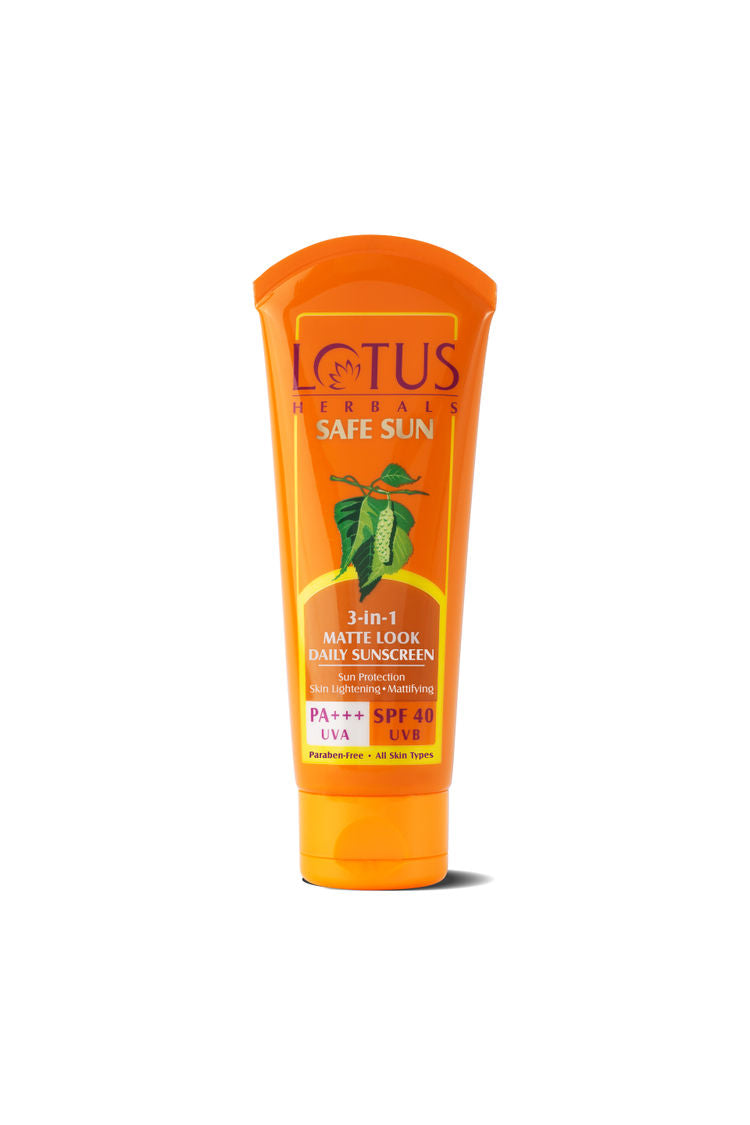 LOTUS HERBALS SAFE SUN 3-IN-1 MATTE LOOK DAILY SUNSCREEN SPF 40 UVB PA+++ UVA 50G