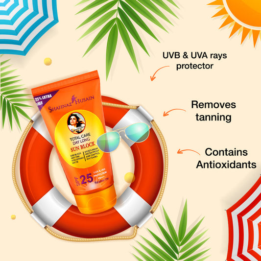 शहनाज़ हुसैन टोटल केयर डे लॉन्ग सन ब्लॉक एसपीएफ 20 100जीएम