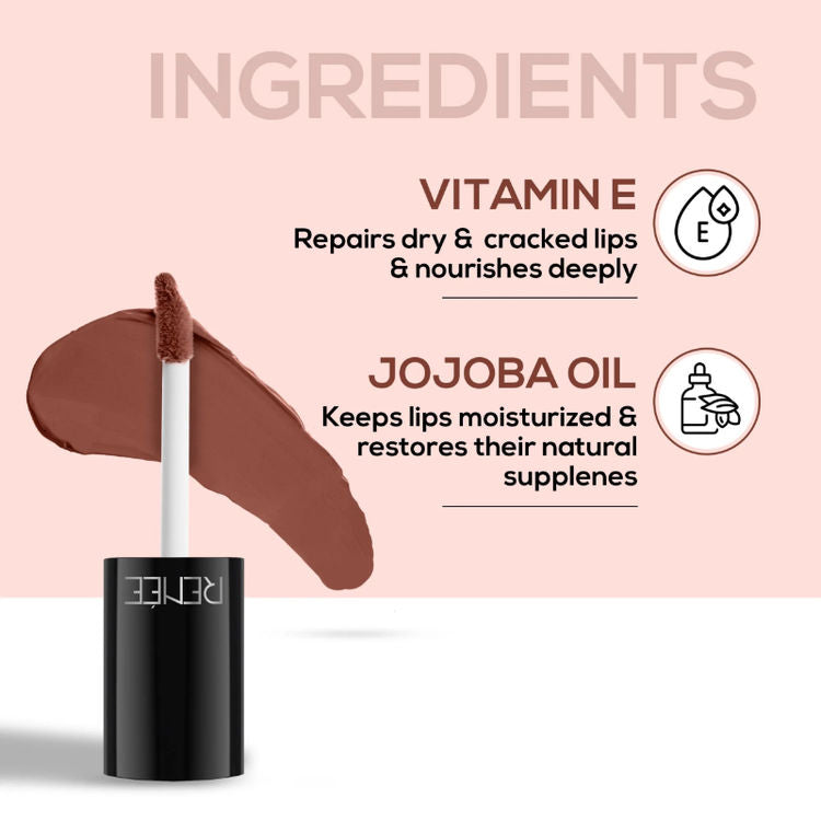 रेनी मार्बल लिक्विड लिपस्टिक ट्रांसफर प्रूफ मैट फिनिश LM03 नोरा 4.5ML