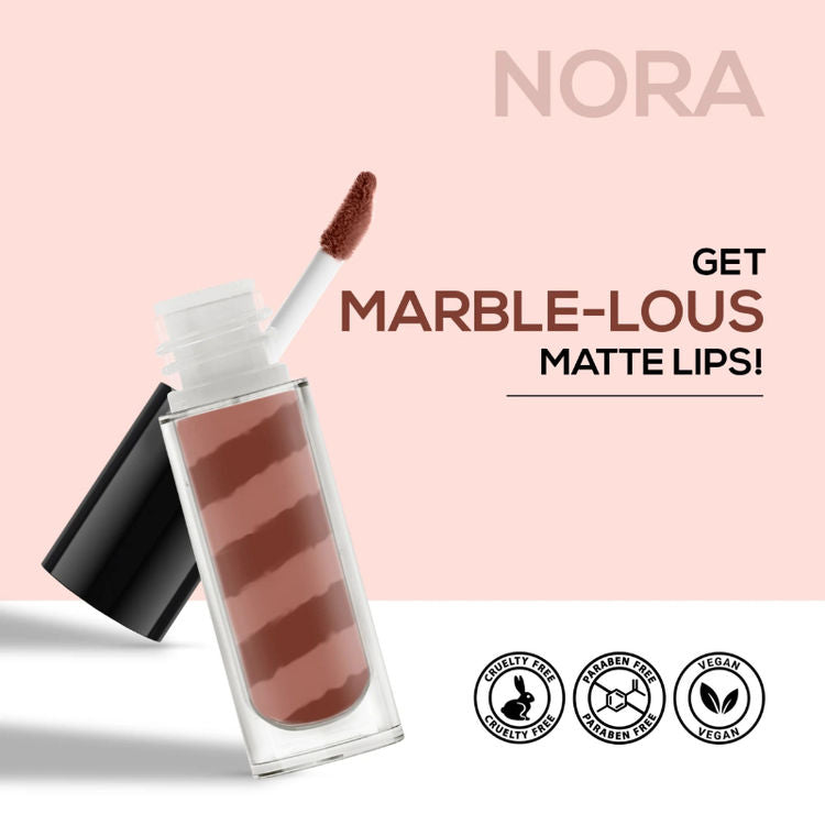 रेनी मार्बल लिक्विड लिपस्टिक ट्रांसफर प्रूफ मैट फिनिश LM03 नोरा 4.5ML
