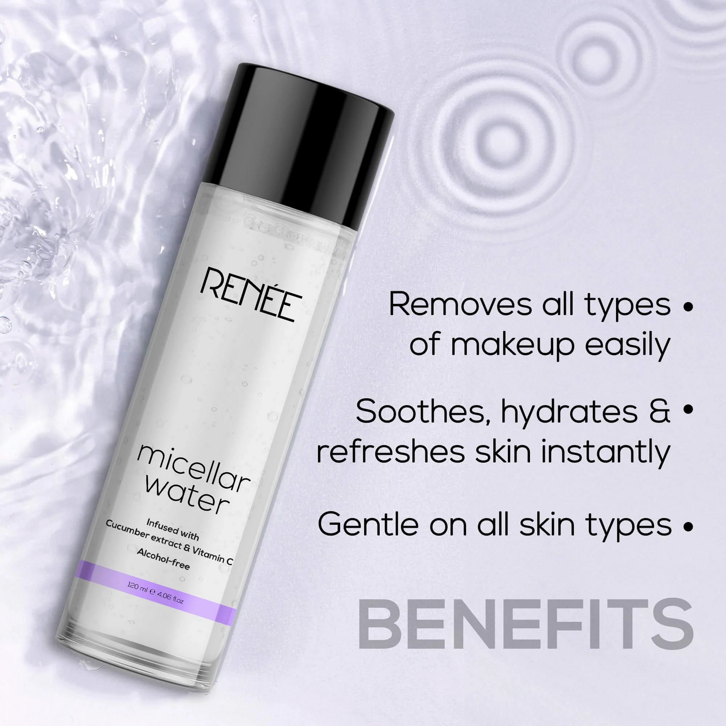 RENEE MICELLAR WATER INFUSED WITH CUCUMBER EXTRACT & VITAMIN C ALCOHOL-FREE 120ML