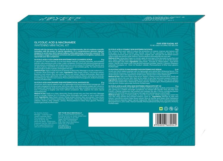 JOVEES GLYCOLIC ACID & NIACINAMIDE WHITENING MINI FACIAL KIT 12*4G