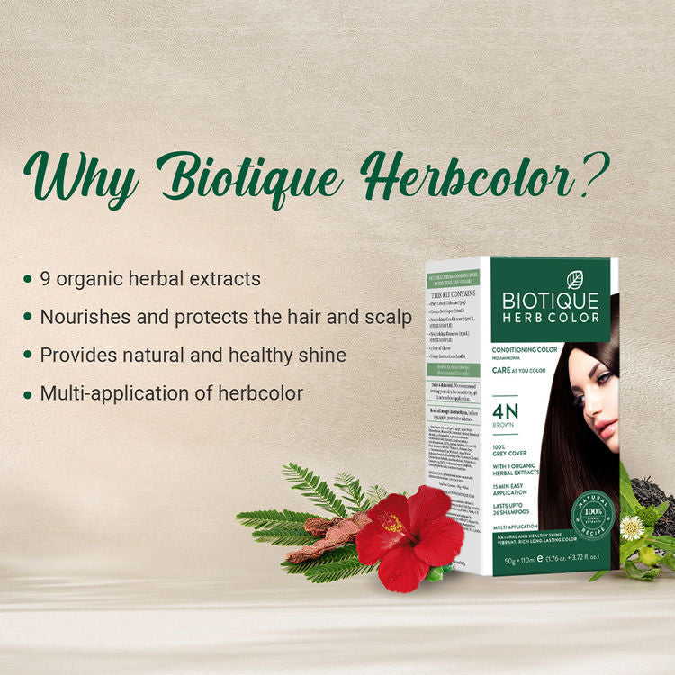 BIOTIQUE HERBCOLOR 4N BROWN 50G + 110ML