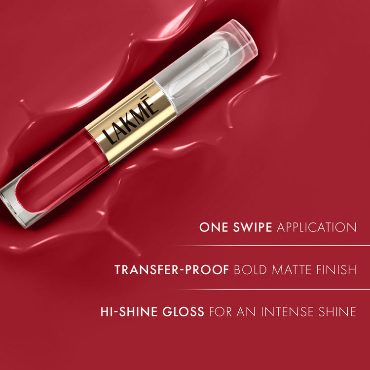 LAKME 9TO5 LIQUID LIPSTICK MATTE TO GLASS MR 03 VINTAGE RED 7.6ML