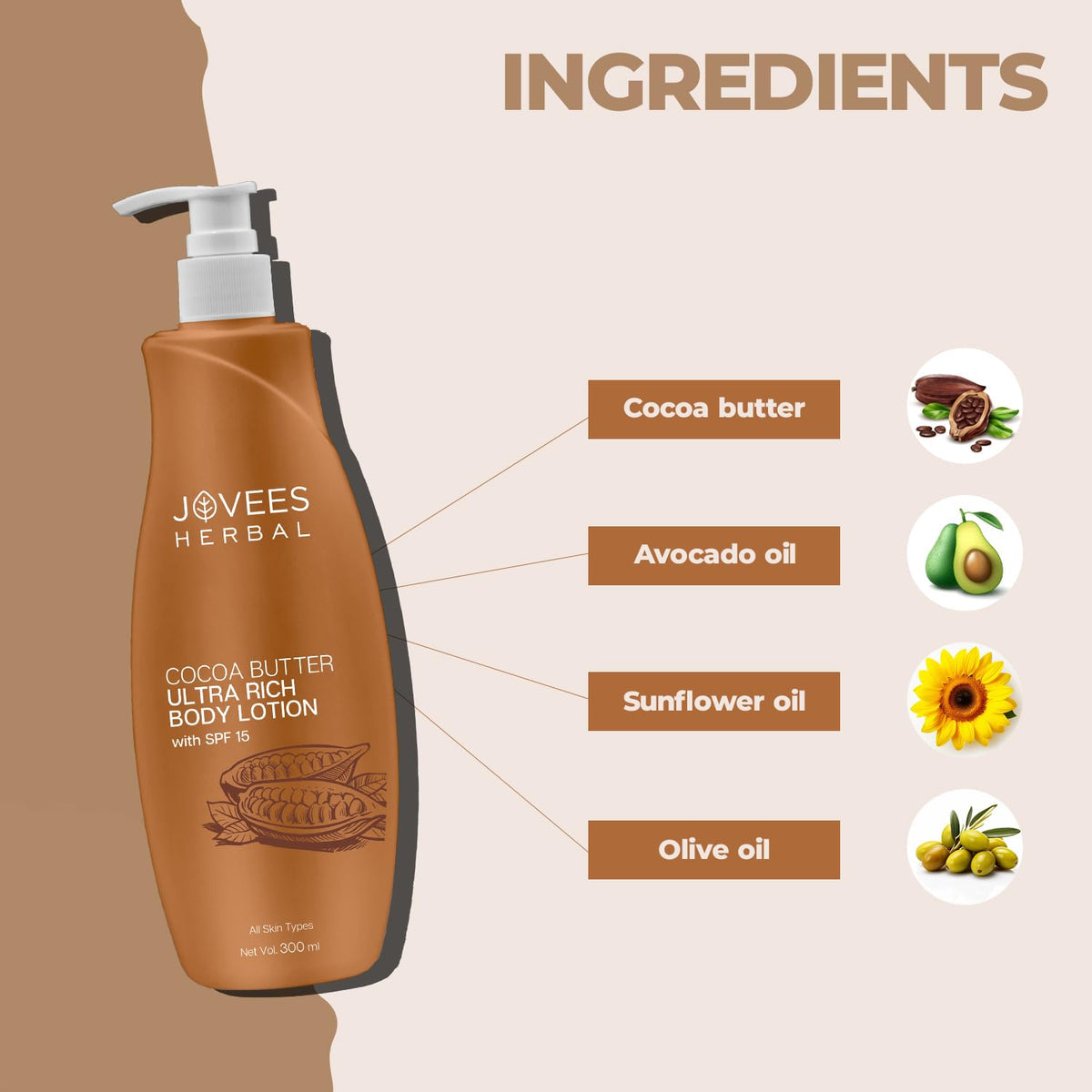 जोवीस कोकोआ बटर अल्ट्रा रिच बॉडी लोशन 300ML
