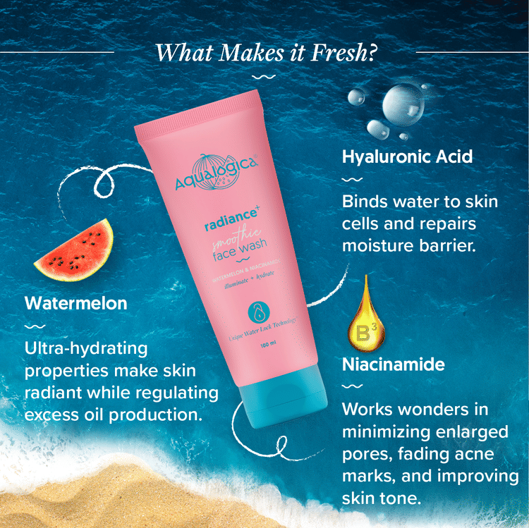 AQUALOGICA RADIANCE+SMOOTHIE FACE WASH 100ML